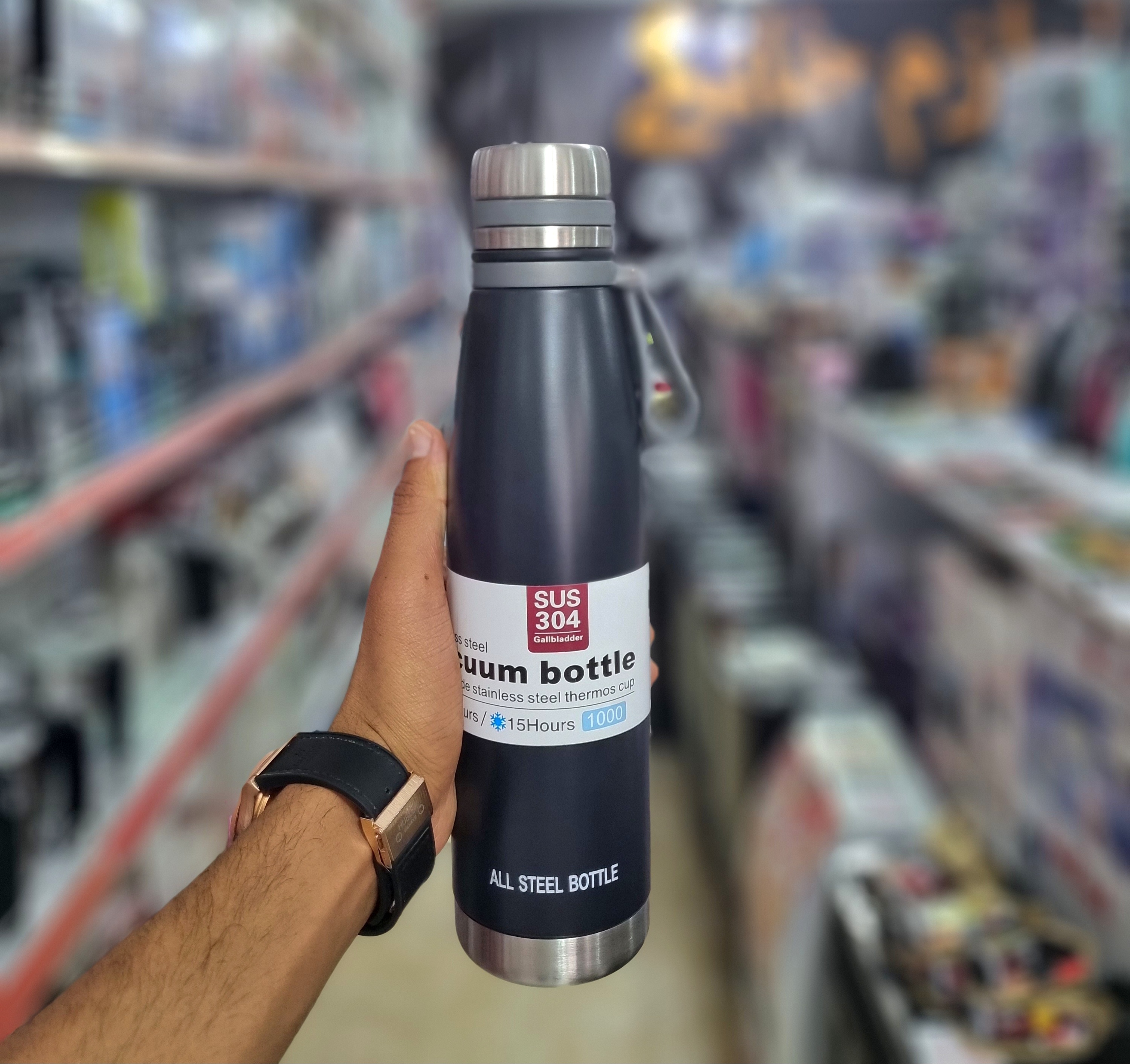 فلاسک یک لیتری تمام استیل دوجداره vacuum bittle کد 802006