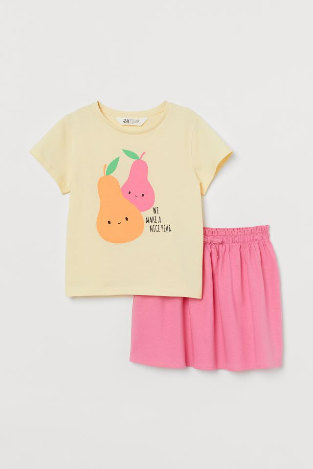 ست تی شرت دامن دخترانه 28071 سایز 1.5 تا 10 سال مارک H&M
