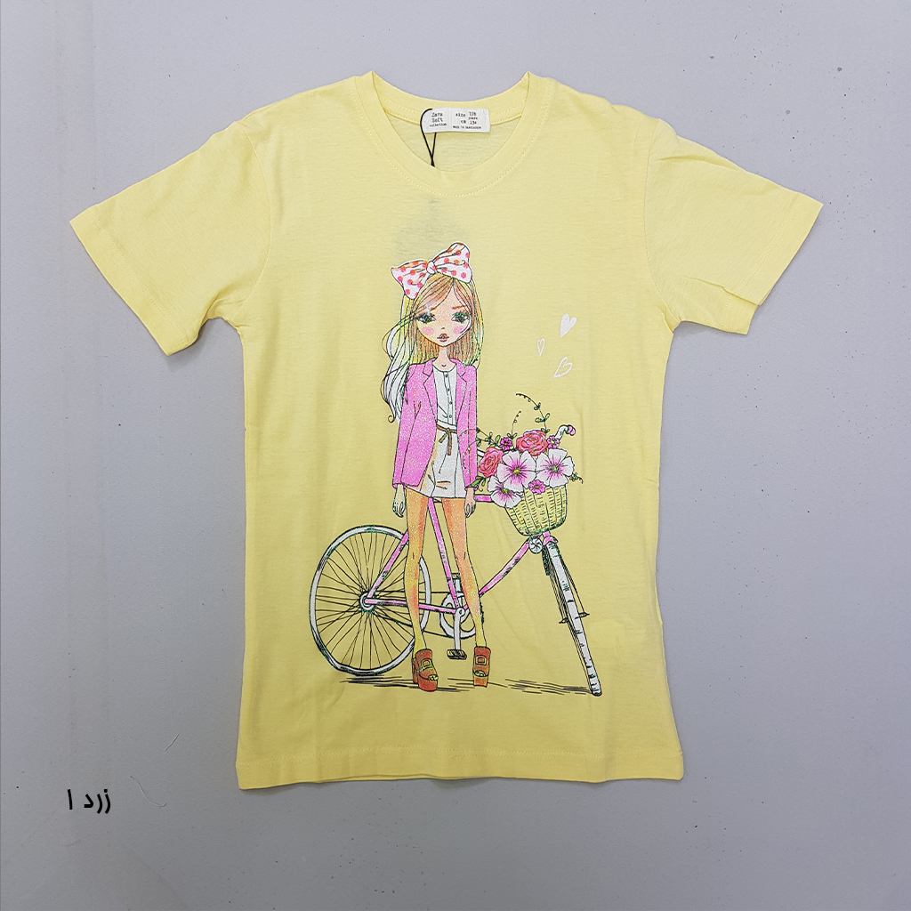 تی شرت دخترانه 27430 سایز 7 تا 14 سال کد 1 مارک ZARA   *