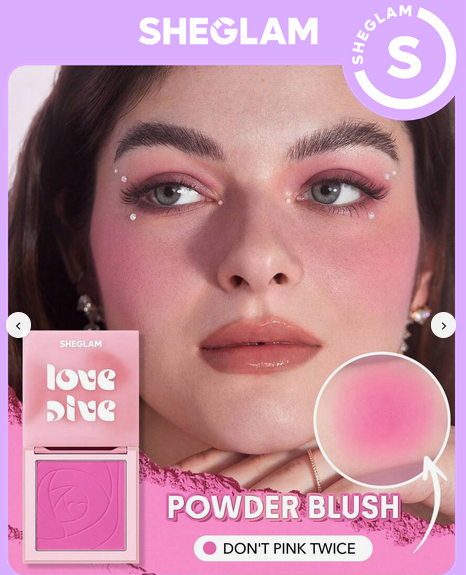 رژگونه پودری شیگلم SHEGLAM Love Dive Tender Heart Powder Blush کد 2343