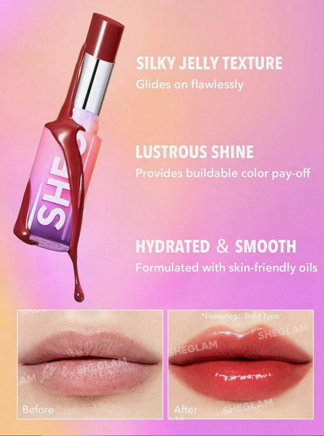 رژلب براق شیگلم SHEGLAM Mirror Kiss High-Shine Lipstick کد 2590